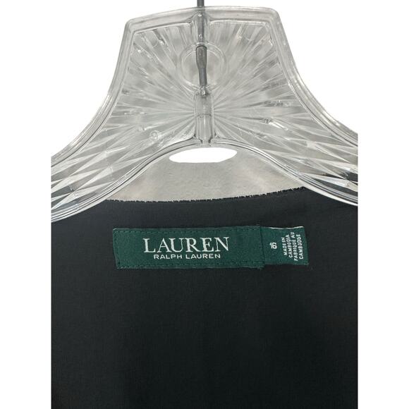 Lauren Ralph Lauren Women's Black Velvet Tie Waist Cocktail Hour Dress Size 14 - Picture 2 of 10